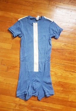 1970s Vintage Blue Thermal Unisex Jumpsuit New Old One Piece