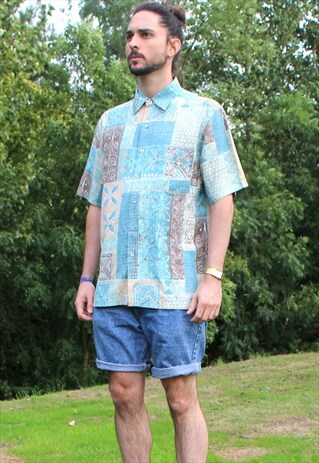 VINTAGE ART NERD AZTEC SHIRT MEDIUM FESTIVAL ABSTRACT ARTY