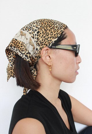 VINTAGE Y2K GOLD LEOPARD PRINT BANDANA / HEADSCARF / SCARVES