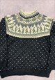 EDDIE BAUER KNITTED JUMPER ABSTRACT PATTERNED CHUNKY SWEATER