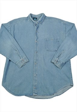 Vintage 90's Denim Shirt Long Sleeve Blue Large