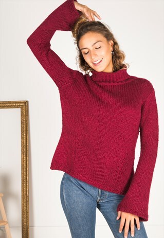 VINTAGE 80S KNIT TURTLE NECK JUMPER / R2888