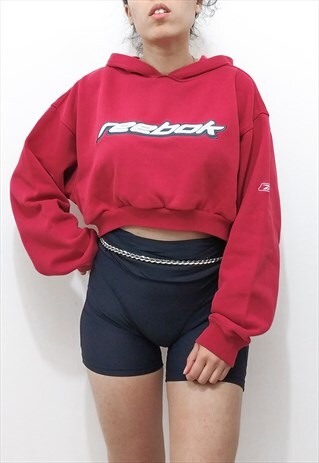 VINTAGE 90S RED CROPPED REEBOK SWEATSHIRT