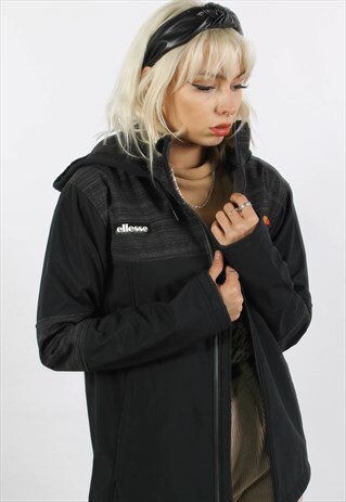 VINTAGE ELLESSE HOODIE JACKET BLACK
