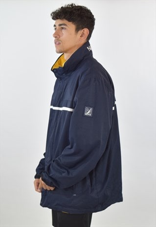 VINTAGE 90S NAVY BLUE YELLOW NAUTICA REVERSIBLE JACKET