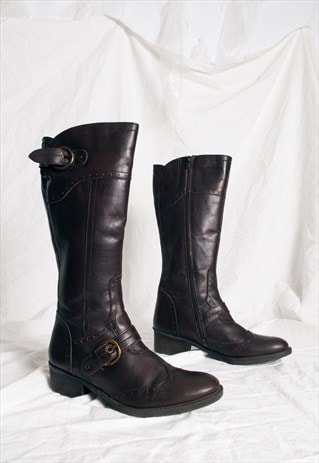 Vintage Y2K Leather Western Boots in Brown