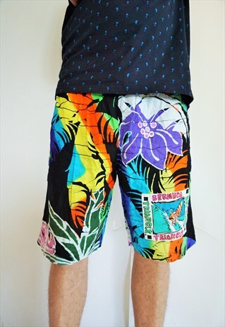 Vintage Beach Trunks Hawaiin Swim Wear Shorts Boho Pants