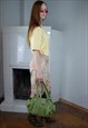 VINTAGE 90'S PASTEL LIGHT BAGGY LONG BLOUSE SHIRT IN YELLOW