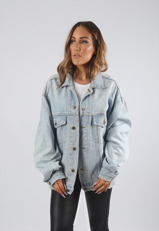 VINTAGE DENIM JACKET OVERSIZED FITTED UK 14 - 16 (C91C)