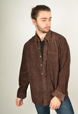 VINTAGE CORDUROY CORD SHIRT BROWN