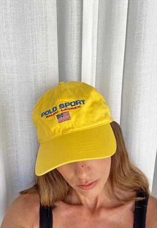 RARE VINTAGE 90S POLO SPORT RALPH LAUREN YELLOW CAP HAT