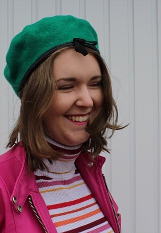 VINTAGE FEZKO TEAL MILITARY WOOL BERET