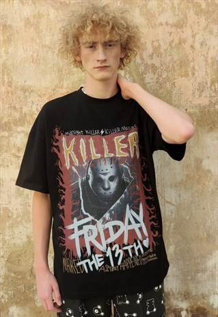 Horror movie t-shirt Friday the 13th tee retro Y2K top black