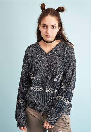 90'S RETRO JAZZY OVERSIZED DADS KNIT JUMPER