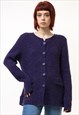 80s Vintage Navy Blue Wool Casual Knitted Jumper 5276