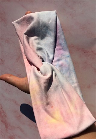 PASTEL BLUE PINK YELLOW CROSS KNOT COTTON HEADBAND