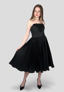 Yvonne Jacovou Vintage 80's Black Lace  Prom Strapless Dress