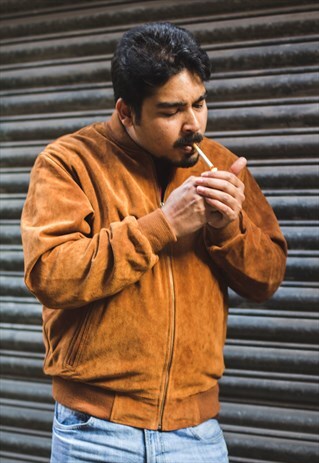 BROWN SUEDE BOMBER JACKET