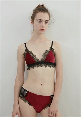 VELVET BRALETTE & PANTIES SET