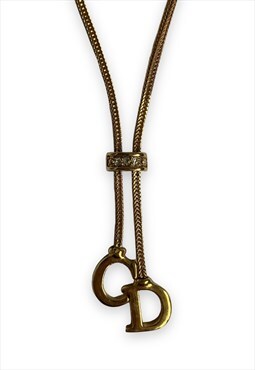 Vintage Dior necklace CD monogram chain gold tone diamante
