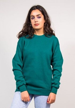 VINTAGE 90'S DARK GREEN BASIC SWEATSHIRT JUMPER