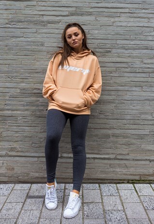 OVERSIZED LOGO HOODIE - BEIGE