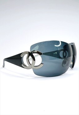 Chanel Sunglasses Shield Oversized Rimless 4124 Ski Vintage