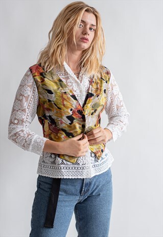 VINTAGE 80S PATTERNED FUNKY VEST IN WATERCOLOR
