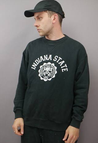 VINTAGE VARSITY SWEATER IN BLACK WITH LOGO