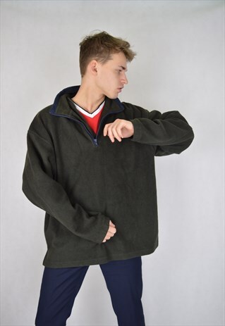 VINTAGE DARK GREEN OVERSIZE FLEECE SWEATSHIRT