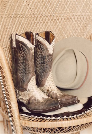 vintage snakeskin cowboy boots