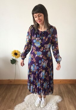 Vintage 70s Floral Midi Dress