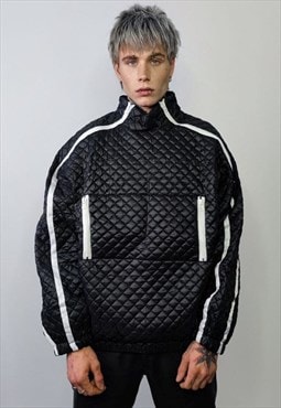 Quilted pullover bomber extreme zipper puffer cyberpunk coat