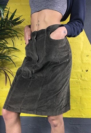 BROWN COURDROY MIDI-SKIRT (LONGER)
