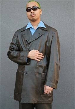 Vintage Calvin Klein kaki color leather jacket