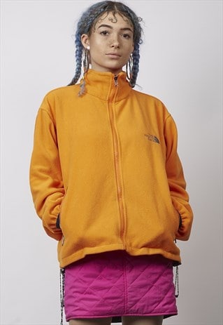 VINTAGE 90'S THE NORTH FACE ORANGE ZIP-UP FLEECE JACKET