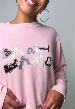 Pink 90s Naf Naf Spellout Sweatshirt