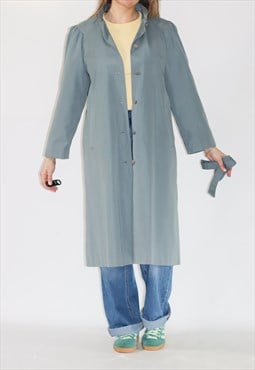 Vintage Teal Petrol Mac Belted Trench Coat