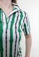 VINTAGE 90S STRIPED BLOUSE, WHITE POLO SHIRT PULLOVER