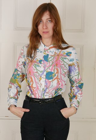 RETRO 70S FUNKY PATTERN SHIRT BLOUSE