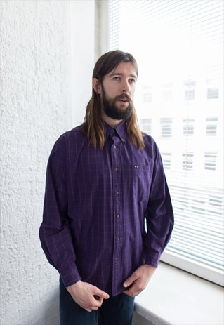 VINTAGE 90'S PURPLE CHECKED COTTON SHIRT