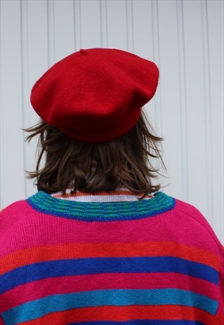 VINTAGE RED WOOL BERET