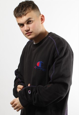 VINTAGE CHAMPION LOGO SWEATSHIRT IN BLACK