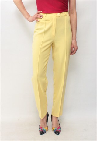 VINTAGE 80' AMAZING BEAUTIFUL CUTE PASTEL YELLOW TROUSERS