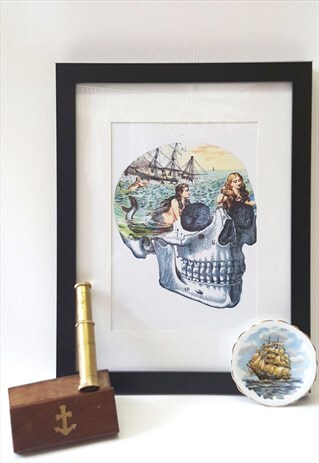 A5 MERMAID SKULL ART PRINT