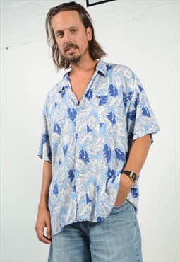 Vintage 90s Ralph Lauren Polo Jeans Hawaiian Shirt Blue