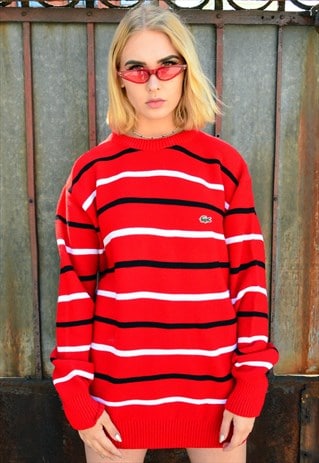 LACOSTE 80S VINTAGE RED JUMPER