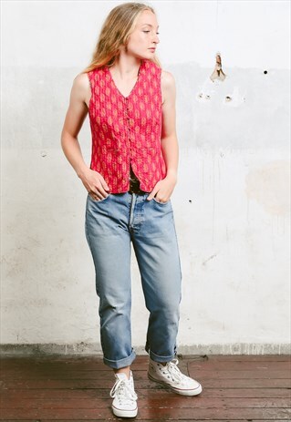 VINTAGE 90S QUILTED AFGHAN VEST