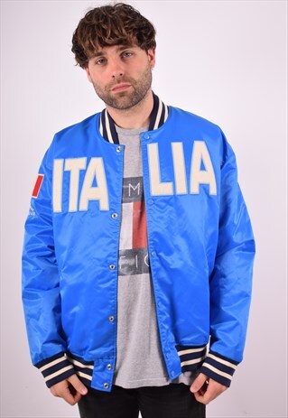 KAPPA MENS VINTAGE ITALIA BOMBER JACKET XXL BLUE 90S