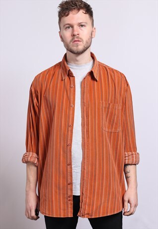 VINTAGE CORDUROY CORD STRIPED SHIRT